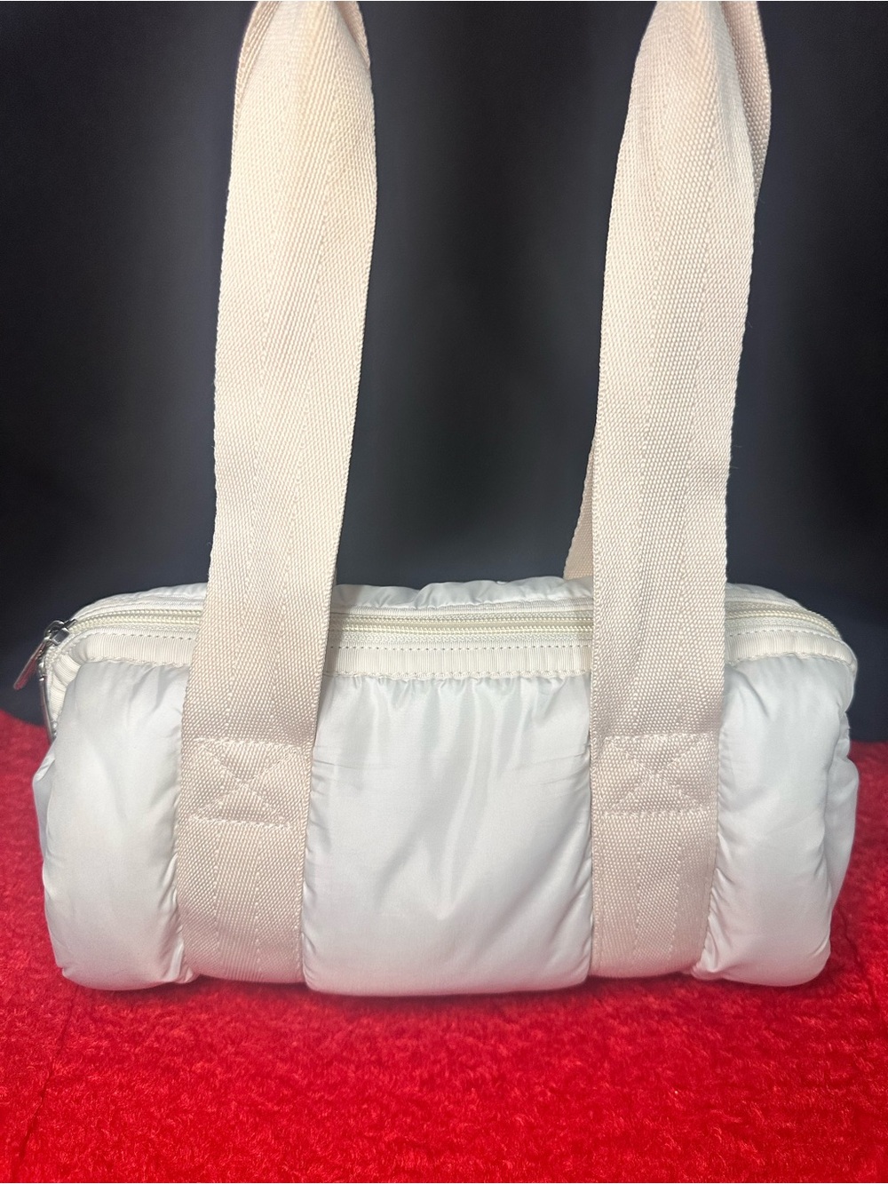 Lesportsac Cream Quilted Shoulder Tote with Wide Straps